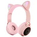 Faltbares Bluetooth Katzenohr Kinder Kopfhörer (Bulk - Befriedigend) - Rosa