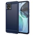 Motorola Moto G72 Angeraute TPU Hülle - Karbonfaser - Blau