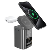 100-W-GaN-Tischladestation mit 25-W-Wireless-Ladefunktion, 2x USB-C-Kabel - Schwarz