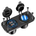 12V/24V USB-Ladegerät mit zwei QC 3.0-Anschlüssen und Zigarettenanzünder-Stecker für Auto, Boot und Wohnmobil - Blau