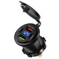 12V/24V USB-Ladebuchse mit Spannungsanzeige für Auto, Boot, Motorrad und Lkw