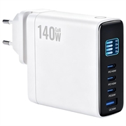 140W GaN-Steckdosenladegerät mit TFT-Display - 3x USB-C, 1x USB-A - Weiß