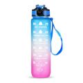 1L Sport-Wasserflasche mit Zeitmarkierung Wasserkrug Auslaufsicherer Trinkwasserkocher für Büro Schule Camping (BPA-frei) - Blau/Lila
