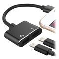 2-in-1 Laden & Audio Lightning Adapter - Schwarz