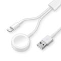 2-in-1-USB-A-Ladekabel für iPhone und Apple Watch - 1m - Weiß