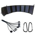 20W faltbares Solar-Ladegerät mit zwei USB-Anschlüssen und 10-in-1-Ladekabel - Schwarz