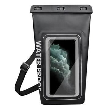 Wasserdichter 2-Liter-Trockenbeutel mit Touchscreen-Smartphone-Tasche - Schwarz