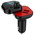 2xUSB Kfz-Ladegerät & Bluetooth FM Transmitter BT26 - Schwarz / Rot