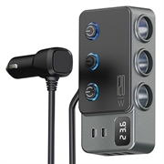 3-in-1-Schnelllade-Autoladegerät PD 35W - Zigarettenanzünder-Adapter 120W und 5 USB-Anschlüsse - Schwarz
