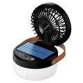 3-in-1-Solar-Camping-Ventilator mit Beleuchtung und 3000-mAh-Powerbank - Schwarz