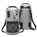 30-Liter-Rucksack, wasserdicht, mit durchsichtiger Touch-Tasche für das Handy - Grau