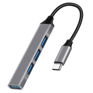 4-in-1 USB-C Hub mit 1x USB 3.0 + 3x USB 2.0 - Grau