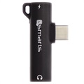4smarts SoundSplit Mini Dual USB-C / 3.5mm Adapter - Schwarz