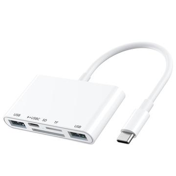 5-in-1 USB-C Hub / Kartenleser für iPhone, MacBook, USB-C Geräte - Weiß