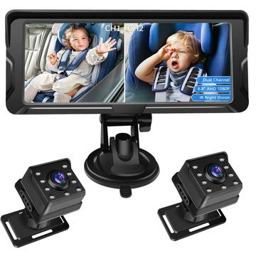 6.8" Auto-Baby-Monitor mit zwei 1080P HD-Kameras mit 360-Grad-Drehung