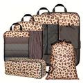 6-teiliges Reise-Organizer-Set mit Leopardenmuster