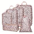 6-teiliges Reise-Organizer-Set mit Leopardenmuster - Rosa