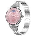 AK107 Damen-Smartwatch mit Strass-Stahlarmband - Silber