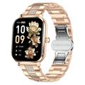 AK108 1.82" Damen-Smartwatch mit Strassarmband - Roségold