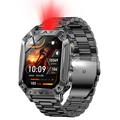 AK86 Sport-Smartwatch mit Herzfrequenz- und Blutsauerstoffmessung - Stahlarmband - Schwarz