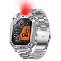AK86 Sport-Smartwatch mit Herzfrequenz- und Blutsauerstoffüberwachung - Stahlarmband - Silber