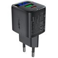 Acefast A116 GaN 35W Dual-Port Schnellladegerät mit LED-Leistungsanzeige - Schwarz