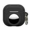 AirPods 5/4/AirTag 2-in-1-Silikonhülle mit Karabiner – Schwarz