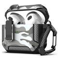 Stoßfestes Camouflage-Etui für AirPods 4 mit Karabinerhaken - Tarnfarben Grau