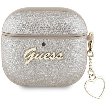AirPods 4 Guess Metallic Script Charm Hülle - Gold