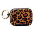 AirPods Pro 3 Leopard Print Case mit Telefonständer und Kosmetikspiegel - Schwarz Rand