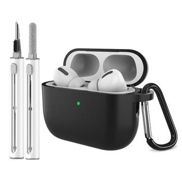AirPods Pro 3 Silikonhülle mit Karabiner und Reinigungsstift - Schwarz