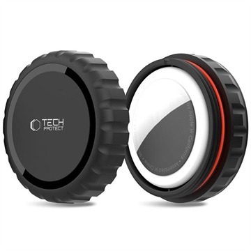 AirTag Tech-Protect Wasserdichtes Gehäuse mit Drehverschluss und 3M Klebehalterung - Schwarz