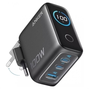 Anker 100W GaN-Steckdosenladegerät mit Smart Display - Grau