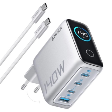 Anker Zolo 140W GaN Desktop-Ladegerät mit USB-C-Kabel - Silber