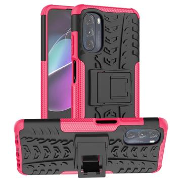 Anti-Rutsch Motorola Moto G (2022) Hybrid Hülle mit Ständer - Hot Pink / Schwarz
