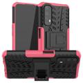 Anti-Rutsch Realme 7 Hybrid Hülle mit Ständer - Pink / Schwarz