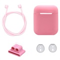 4-in-1 Apple AirPods / AirPods 2 Silikon Zubehör-Set - Rosa