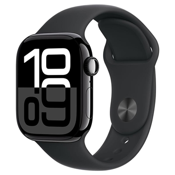 Apple Watch 10 GPS MWWE3QN/A - Aluminium, schwarzes Sportband, S/M, 42mm - Tiefschwarz