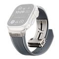Apple Watch (42/44/SE/45/46/49mm) Silikonarmband mit vertikalem Streifenmuster und Titanverschluss - Grau