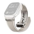 Apple Watch (42/44/SE/45/46/49mm) Silikonarmband mit vertikalen Linien und Titanverschluss - Sternenlicht