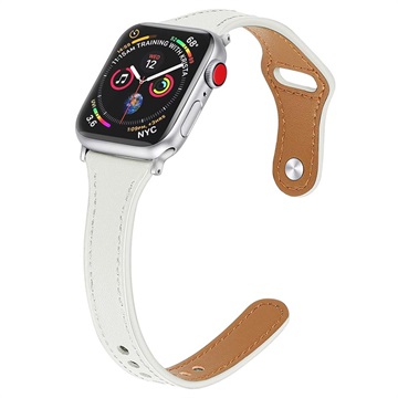 Apple Watch Ultra 2/Ultra/9/8/SE (2022)/7/SE/6/5/4/3/2/1 Premium Lederarmband - 45mm/44mm/42mm - Weiß