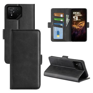 Asus ROG Phone 9 Pro Wallet Hülle mit Magnetverschluss - Kalb Textur - Schwarz