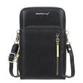 BAELLERRY N0110 Frauen Double Layer Zipper Wallet PU Leder Handy Geldbörse mit Schulterriemen - schwarz