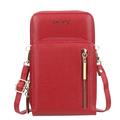 BAELLERRY N0110 Frauen Double Layer Zipper Wallet PU Leder Handy Geldbörse mit Schulterriemen - Rot