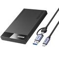 BENFEI SSD-Gehäuse 2.5" SATA-SSD, USB-C, USB-A, UASP, SATA III-Unterstützung - Schwarz