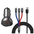 Baseus Digital Display USB Kfz-Ladegerät & 3-in-1 Kabel TZCCBX-0G - Schwarz
