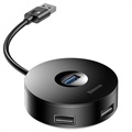 Baseus Round Box 4-port USB 3.0 Hub mit MicroUSB Power Supply - Schwarz