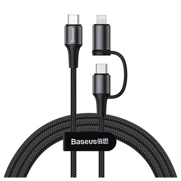 Baseus Twins 2-in-1 USB-C / USB-C Und Lightning Kabel CATLYW-H01 - 1m - Schwarz