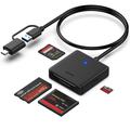 Benfei 4-in-1-Kartenlesegerät mit USB-C/USB-A 3.0 - SD, microSD, MS & CF-Karten - Schwarz