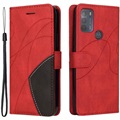Bi-Color Series Motorola Moto G50 Schutzhülle mit Geldbörse - Rot